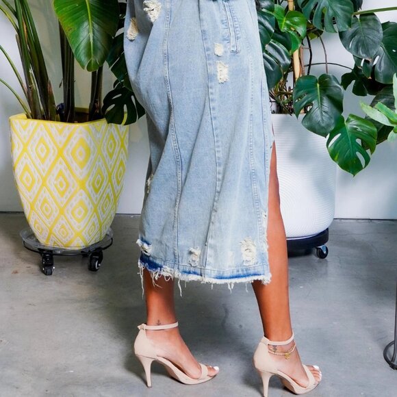 Distressed Denim Long Jacket - Size Medium - Brand New - Picture 5 of 5